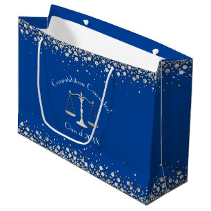 Lawyer Law School Blue Silver Graduation Party Large Gift Bag