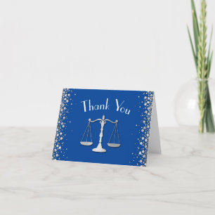 Lawyer Law School Blue Silver Graduation Party Thank You Card