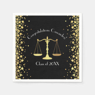 Lawyer Law School Graduation Party Black Gold Napkin