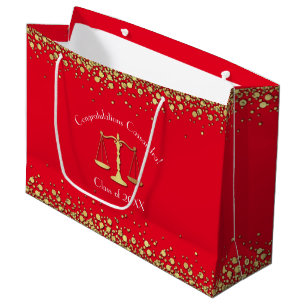 Lawyer Law School Graduation Party Gold Red Large Gift Bag