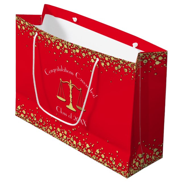 Lawyer Law School Graduation Party Gold Red Large Gift Bag (Front Angled)