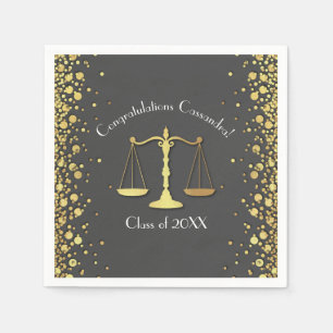 Lawyer Law School Graduation Party Grey Gold Napkin