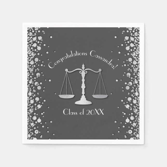 Lawyer Law School Graduation Party Grey Silver Napkin (Front)