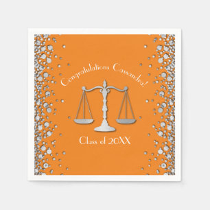 Lawyer Law School Graduation Party Silver Orange Napkin