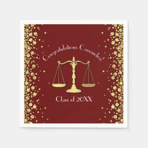 Lawyer Law School Maroon Gold Graduation Party Napkin