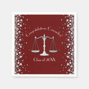 Lawyer Law School Maroon Silver Graduation Party Napkin