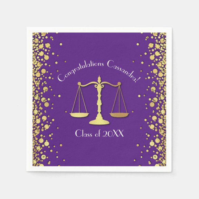 Lawyer Law School Purple Graduation Party Napkin (Front)