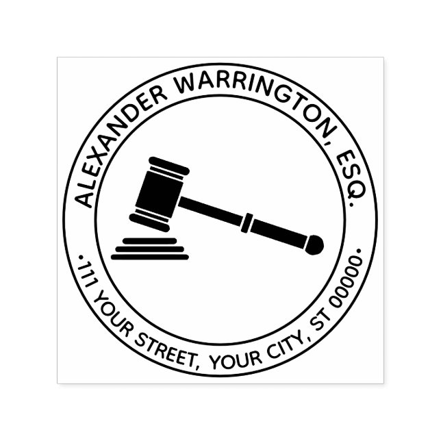 Lawyer Legal Judge Gavel Law Name Address Self-inking Stamp (Design)