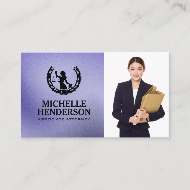 Lawyer Logo | Business Woman in Suit Business Card (Front)