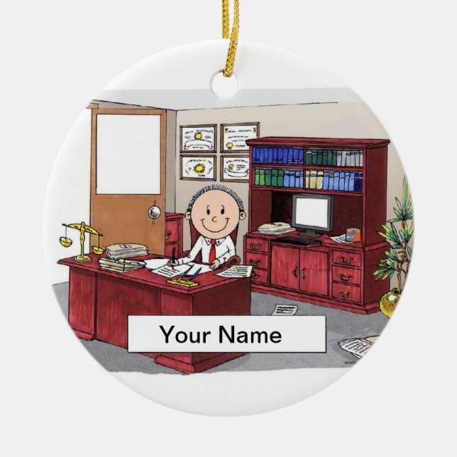 Lawyer - Male Ceramic Tree Decoration (Front)