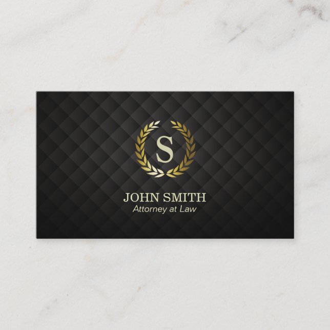 Lawyer Monogram Gold Wreath Attorney Business Card (Front)
