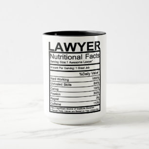Lawyer Nutritional Facts Mug