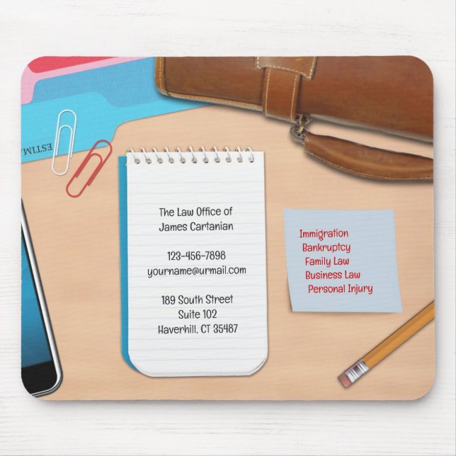 Lawyer Office Desk Mouse Pad Template (Front)