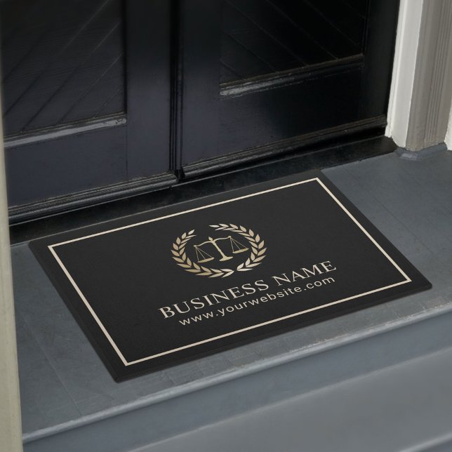 Lawyer Office Modern Black & Gold Doormat (Creator Uploaded)
