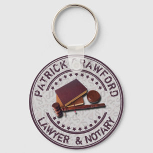 Lawyer Or Notary Office With Judge Hammer And Name Key Ring