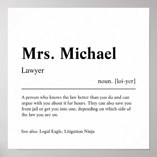 Lawyer Personalised Gift Poster (Front)