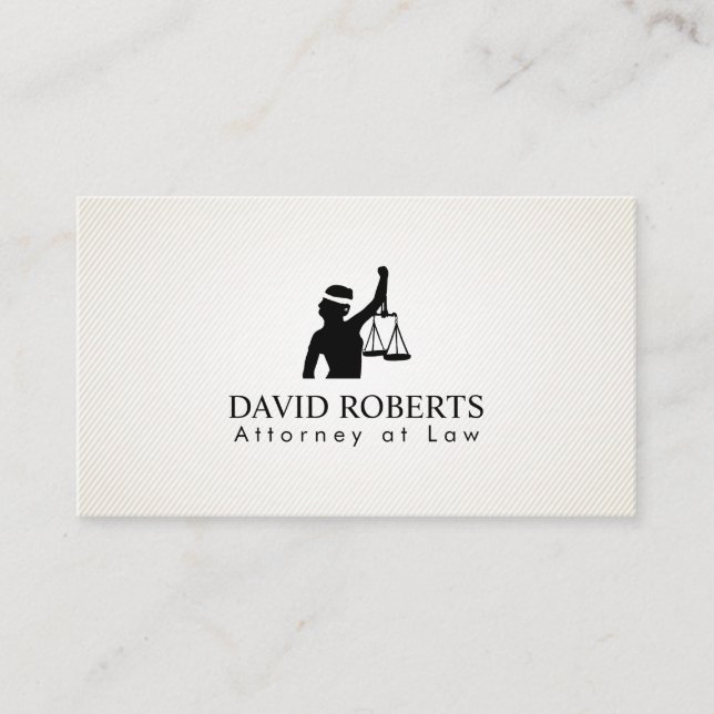 Lawyer Plain Lady Justice Logo Attorney at Law Business Card (Front)