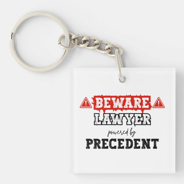 Lawyer Powered By Precedent | Funny Attorney Key Ring (Front)