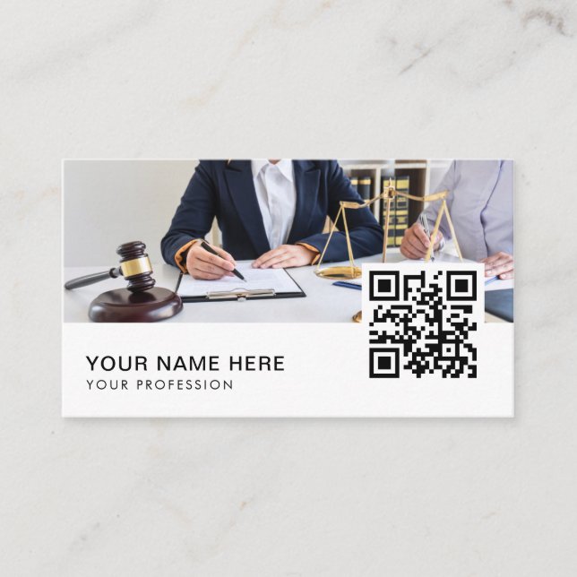 Lawyer QR Code  Business Card (Front)