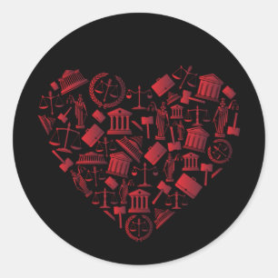 Lawyer Red Heart - Love Law Grunge Art Classic Round Sticker
