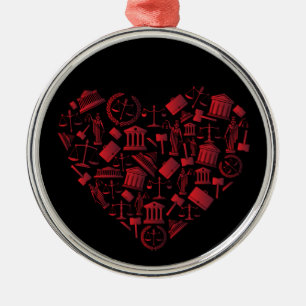 Lawyer Red Heart - Love Law Grunge Art Metal Tree Decoration