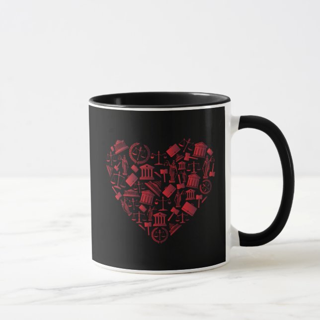 Lawyer Red Heart - Love Law Grunge Art Mug (Right)