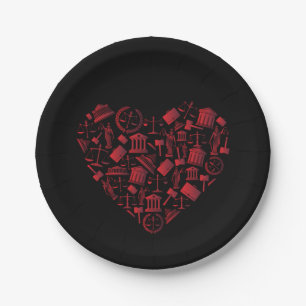 Lawyer Red Heart - Love Law Grunge Art Paper Plate