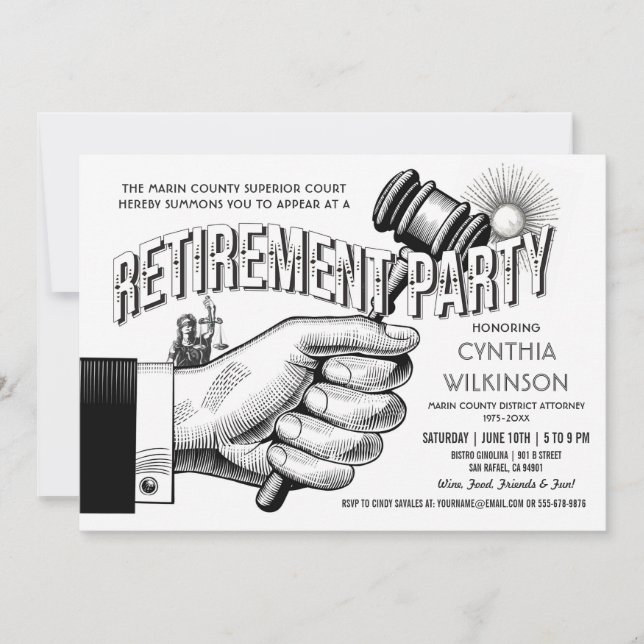 Lawyer Retirement Invitation - Party Vintage Retro (Front)