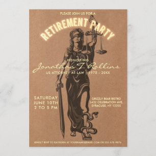 Lawyer Retirement Party Invitation   Lady Justice