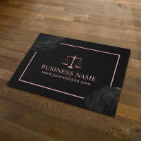 Lawyer Rose Gold Scale of Justice Black Floral