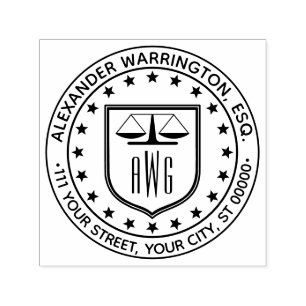 Lawyer Scales of Justice #3 Law Legal Name Address Self-inking Stamp
