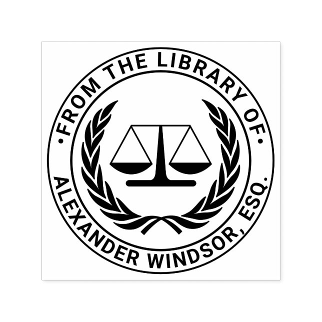 Lawyer Scales of Justice #4 Law Legal Library Book Self-inking Stamp (Design)