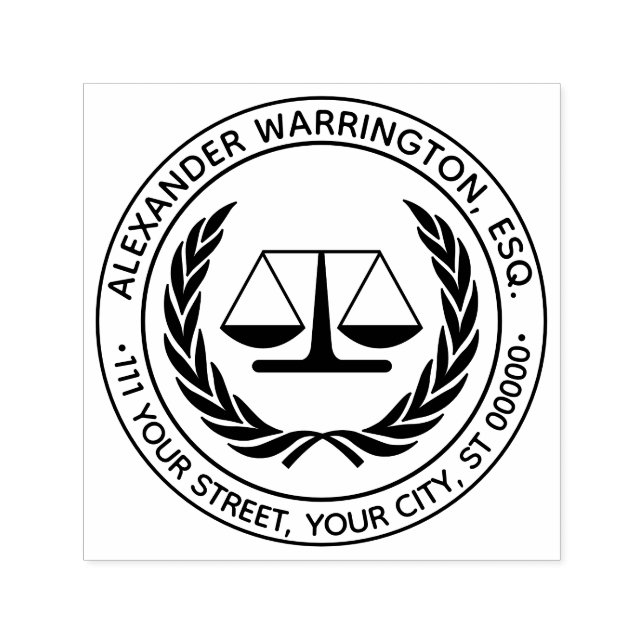 Lawyer Scales of Justice #4 Law Legal Name Address Self-inking Stamp (Design)