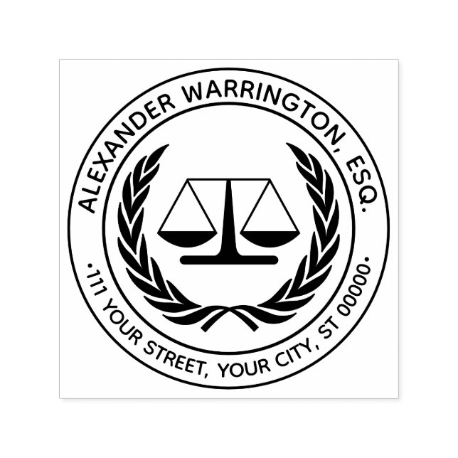 Lawyer Scales of Justice 4S Law Legal Name Address Self-inking Stamp (Design)