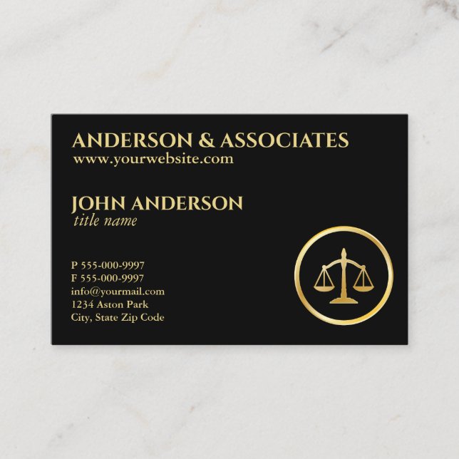 Lawyer Scales of Justice Business Card (Front)