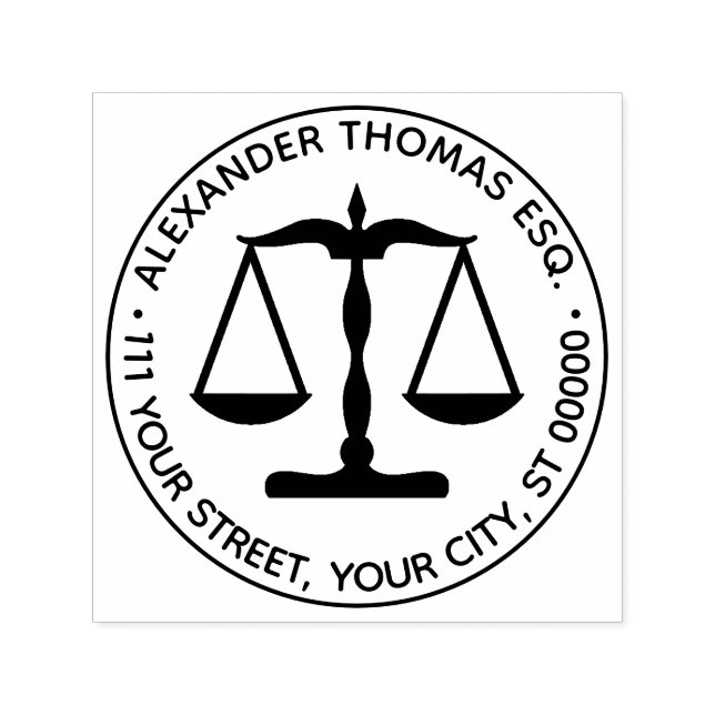 Lawyer Scales of Justice Law Legal #2 Name Address Self-inking Stamp (Design)