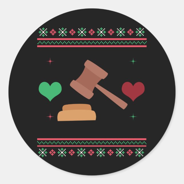 Lawyer Ugly Christmas Sweater Judge Attorney Classic Round Sticker (Front)
