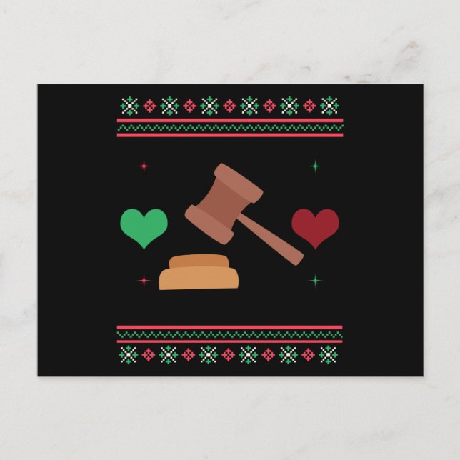 Lawyer Ugly Christmas Sweater Judge Attorney Postcard (Front)