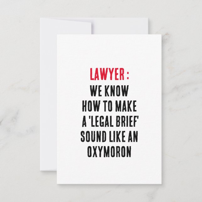 Lawyer We know how to make a 'legal brief' sound l Thank You Card (Front)