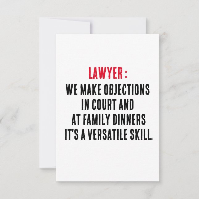 Lawyer We make objections in court and at family d Thank You Card (Front)