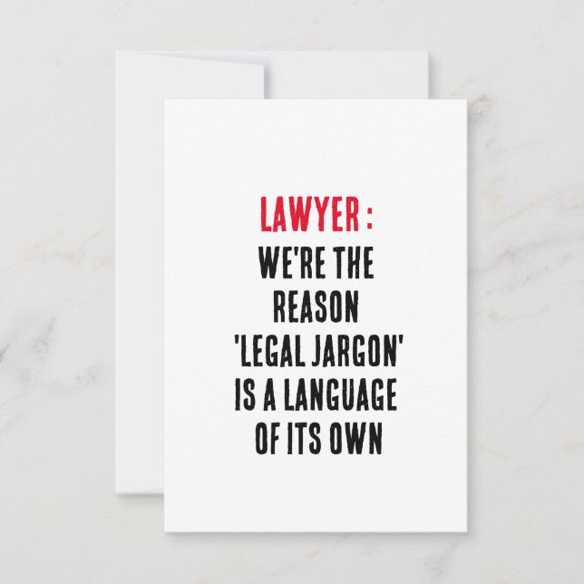 Lawyer We're the reason 'legal jargon' is a langua Thank You Card (Front)