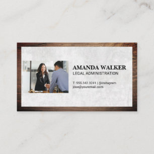 Lawyer   Wood Frame   White Texture Business Card