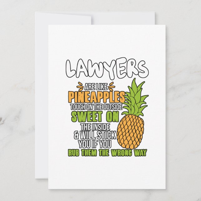 Lawyers Are Like Pineapples. Thank You Card (Front)