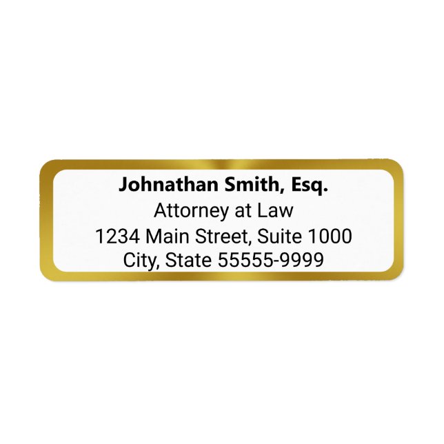 Lawyer's Name Professional Title Return Address (Front)