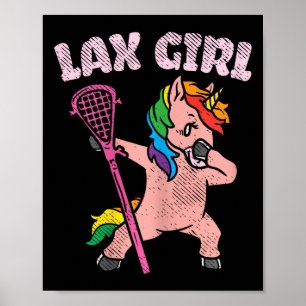 Lax Girl Unicorn Cute Animal Lacrosse Player Team Poster