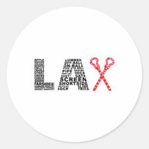 Lax Lacrosse Words Shirt For Lacrosse Player Classic Round Sticker
