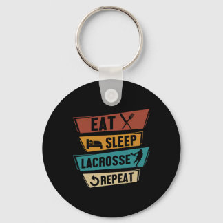 Lax Sport Funny Lacrosse Player Eat Sleep Lacrosse Key Ring