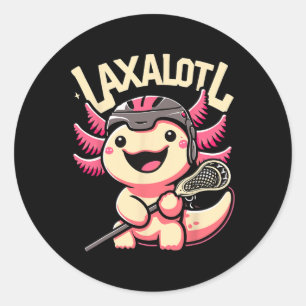 Laxalotl Axolotl Lacrosse Player  Classic Round Sticker