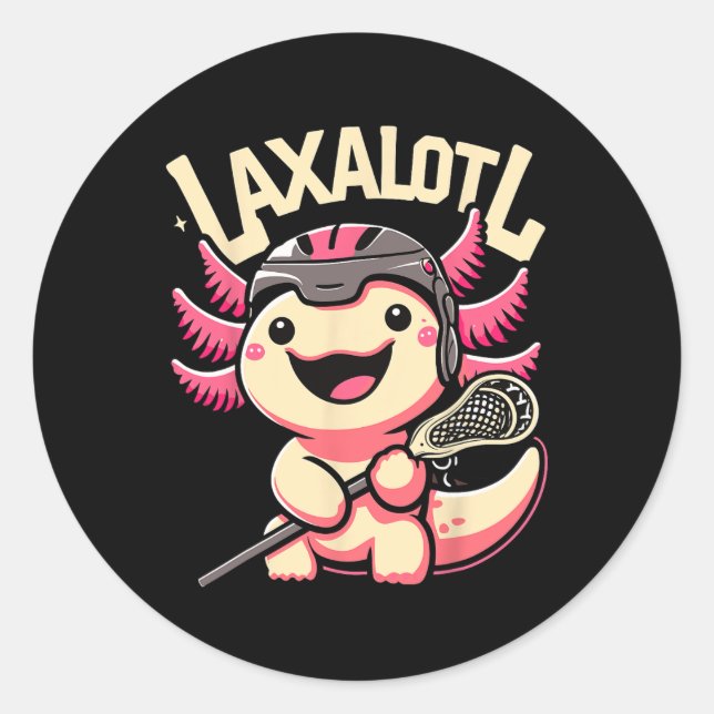 Laxalotl Axolotl Lacrosse Player  Classic Round Sticker (Front)