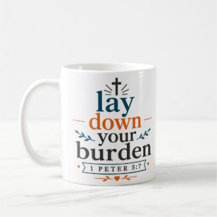 Lay Down Your Burden Modern Christian Bible Verse Coffee Mug